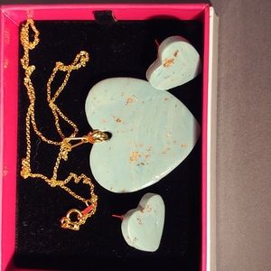 Polymer Clay Necklace and earrings with Gold-plated 16 inch chain.